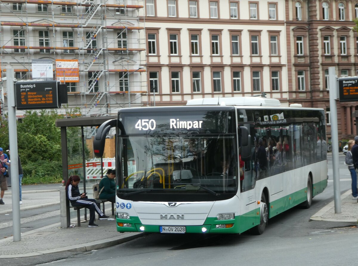 (254'325) - OVF Nrnberg - N-OV 2028 - MAN am 29. August 2023 beim Bahnhof Wrzburg