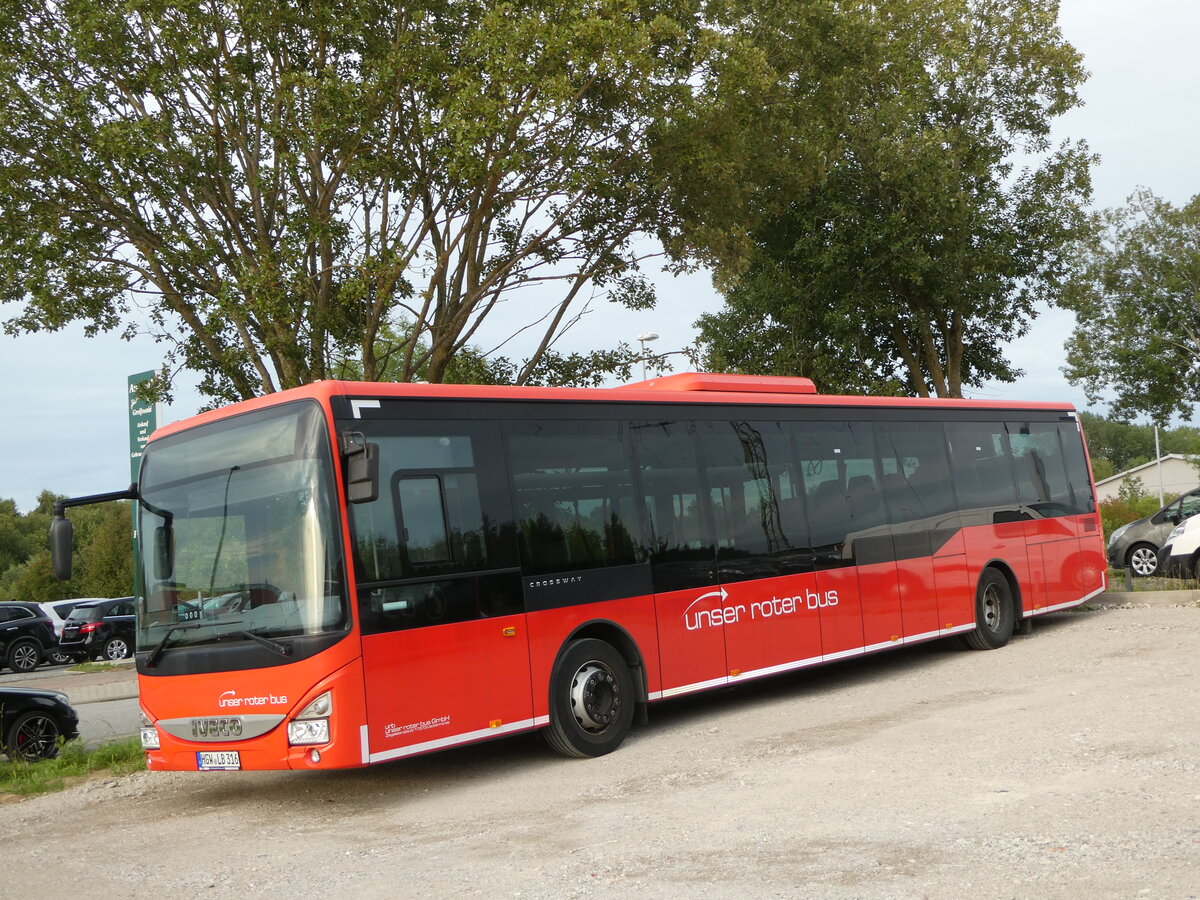 (254'392) - Unser Roter Bus, Knigsbrck - HGW-LB 316 - Iveco am 30. August 2023 in Greifswald, City Automobile 