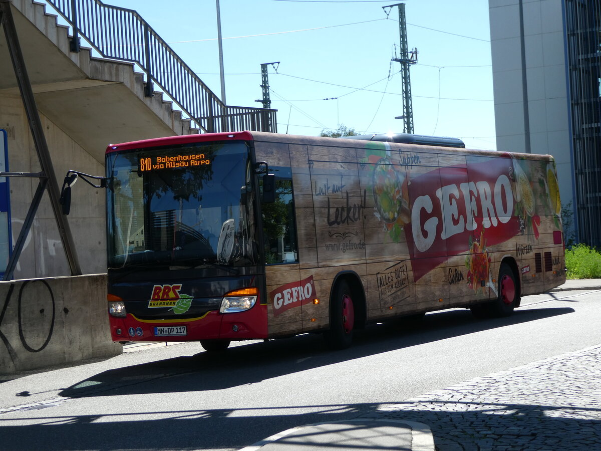 (254'779) - BBS Brandner, Krumbach - MN-DP 117 - Setra am 4. September 2023 beim Bahnhof Memmingen