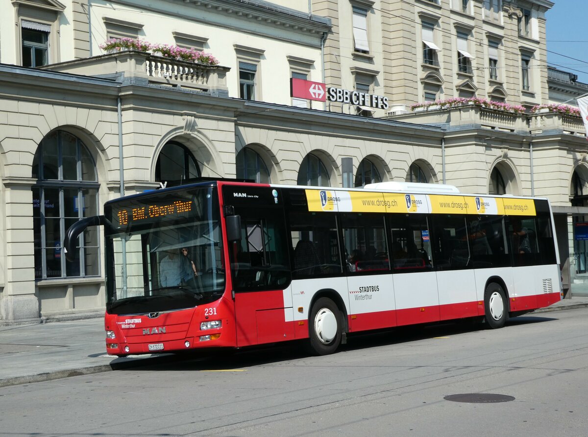 (255'006) - SW Winterthur - Nr. 231/ZH 872'231 - MAN am 9. September 2023 beim Hauptbahnhof Winterthur