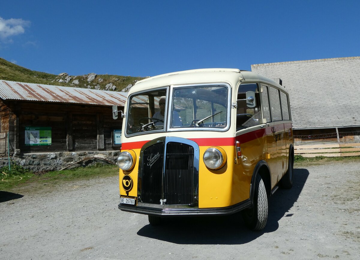 (255'099) - Schmid, Thrishaus - Nr. 3/BE 26'760 - Saurer/Gangloff (ex Geiger, Adelboden Nr. 3) am 10. September 2023 auf der Bundalp