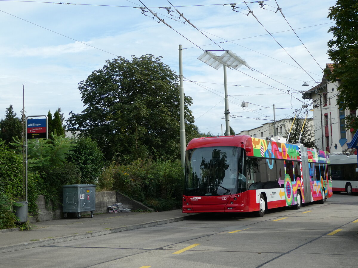 (255'164) - SW Winterthur - Nr. 132 - Hess/Hess Gelenktrolleybus am 13. September 2023 in Winterthur, Wlflingen