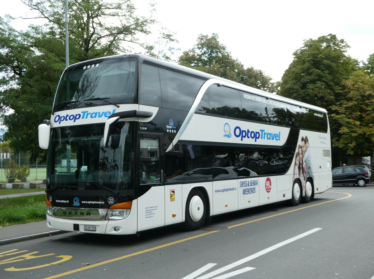 (255'191) Optop Travel, Opfikon - Nr. 22/ZH 287'759 - Setra am 14. September 2023 in Thun, Lachen