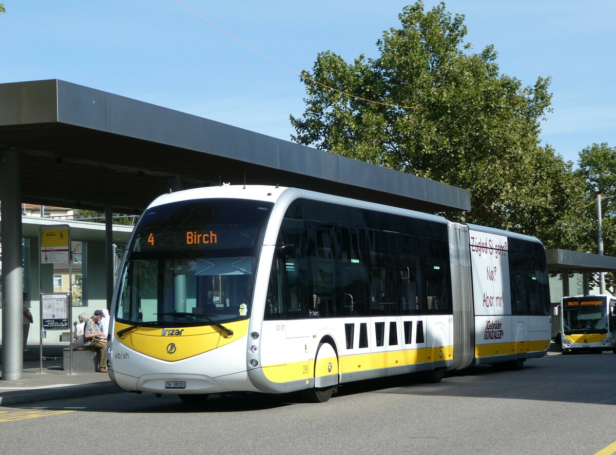 (255'262) - VBSH Schaffhausen - Nr. 28/SH 38'028 - Irizar am 17. September 2023 beim Bahnhof Schaffhausen