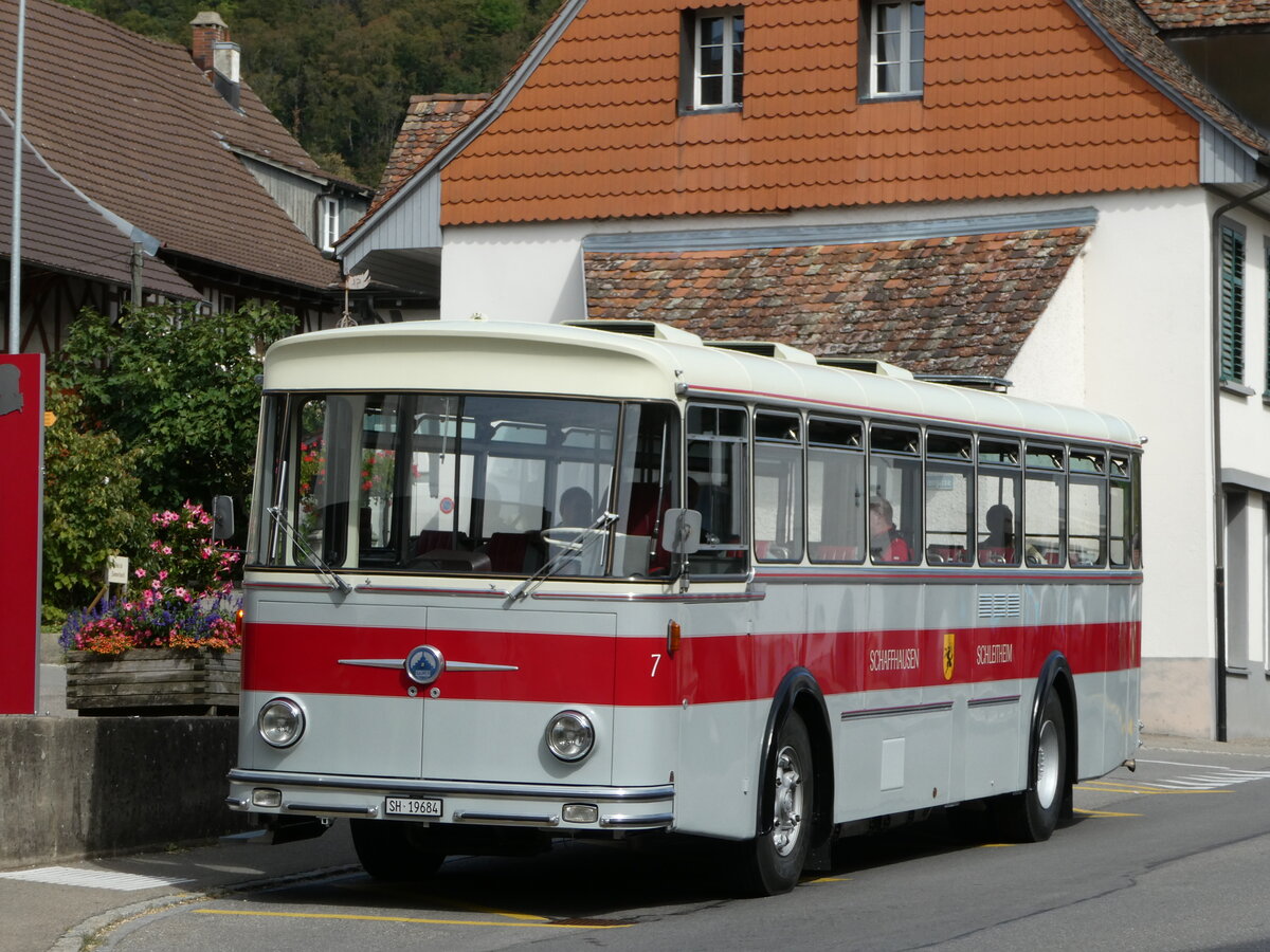 (255'372) - Borer, Neuhausen - Nr. 7/SH 19'684 - Saurer/Tscher (ex Heiniger, Btzberg; ex ASS Schleitheim Nr. 22; ex ASS Schleitheim Nr. 7) am 17. September 2023 in Lhningen, Dorf