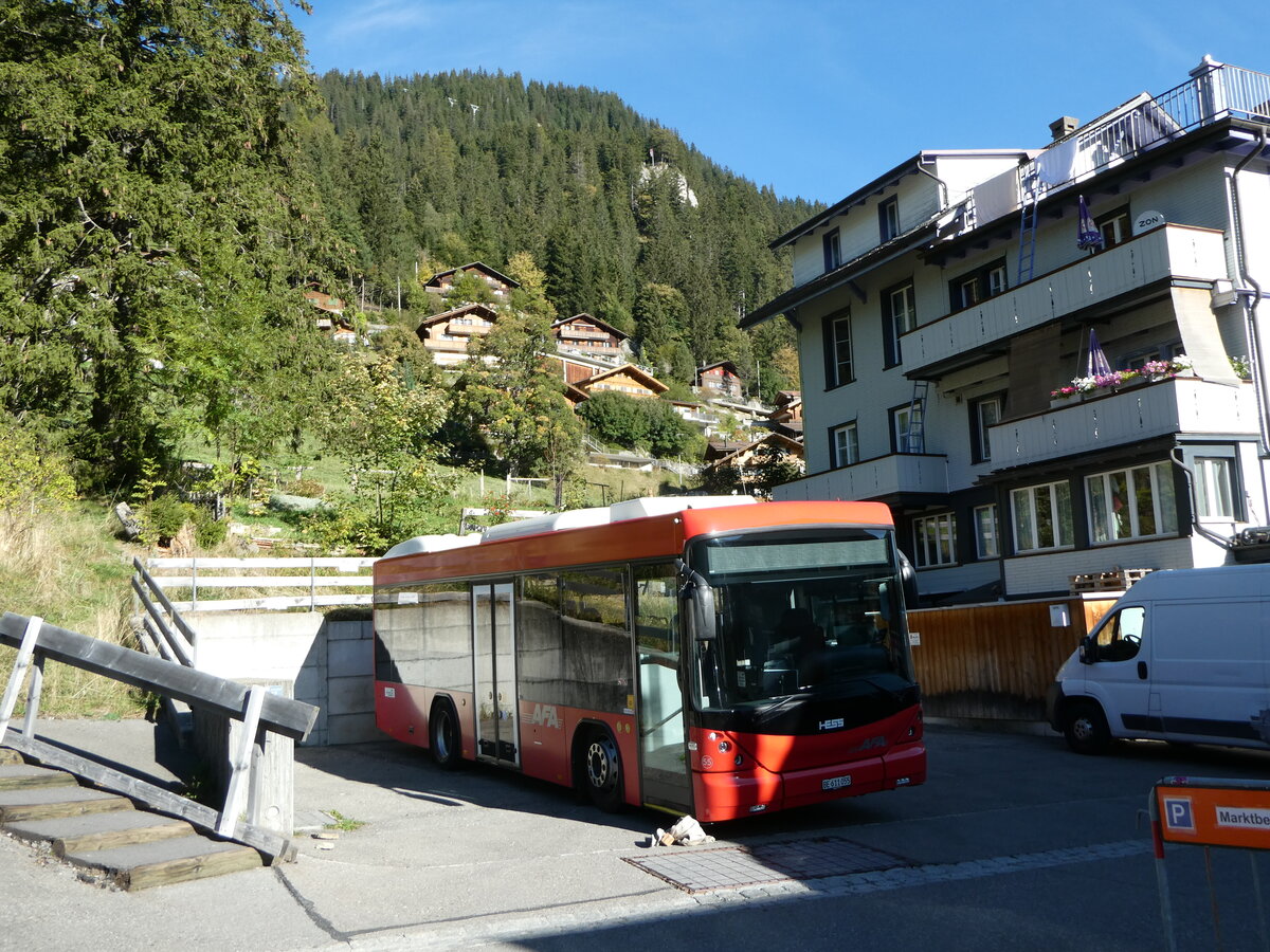 (255'880) - AFA Adelboden - Nr. 55/BE 611'055 - Scania/Hess am 6. Oktober 2023 in Adelboden, Vorschwand