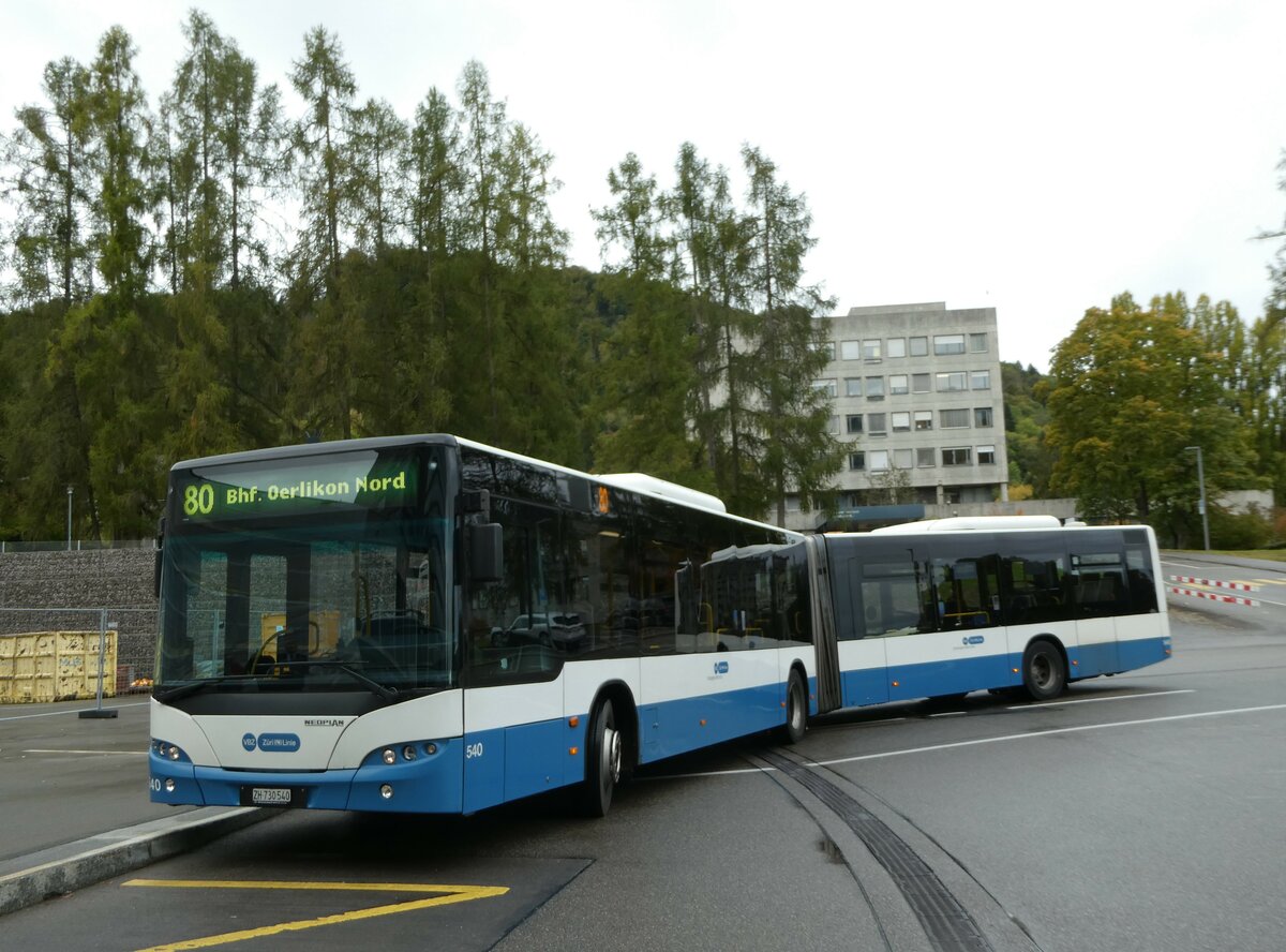 (256'225) - VBZ Zrich - Nr. 540/ZH 730'540 - Neoplan am 21. Oktober 2023 in Zrich, Triemlispital