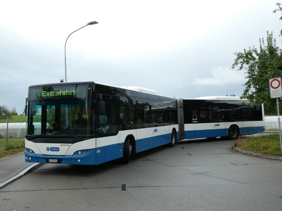 (256'343) - VBZ Zrich - Nr. 540/ZH 730'540 - Neoplan am 21. Oktober 2023 in Zrich, Waidhof