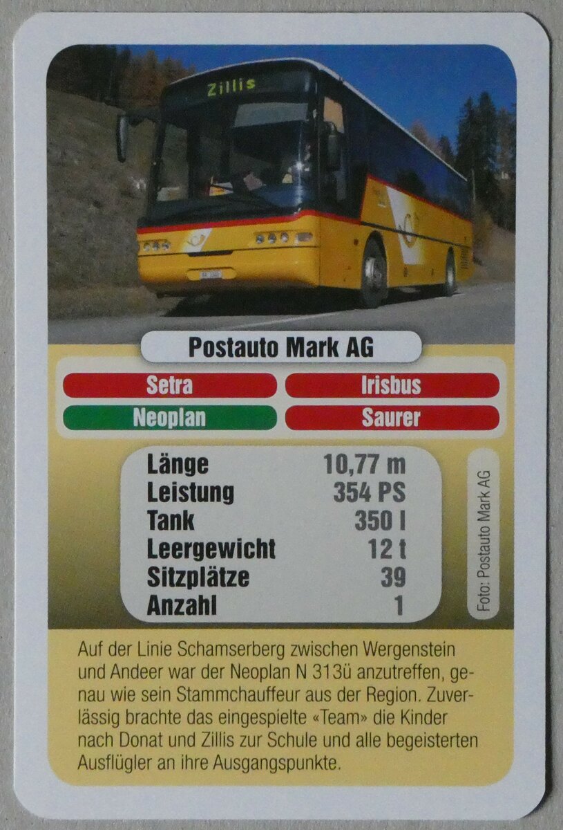 (256'544) - Quartett-Spielkarte mit Neoplan am 29. Oktober 2023 in Thun