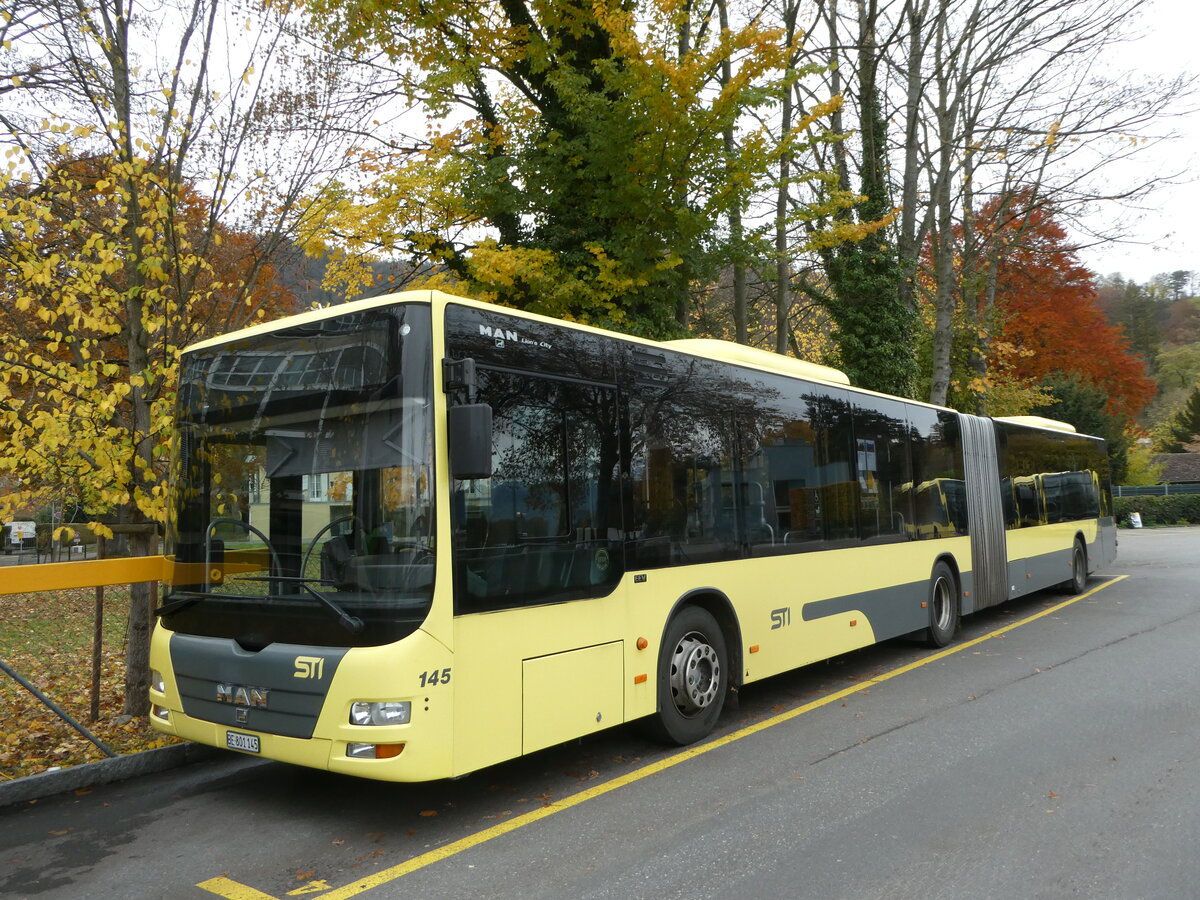 (257'007) - STI Thun - Nr. 145/BE 801'145 - MAN am 16. November 2023 bei der Schifflndte Thun