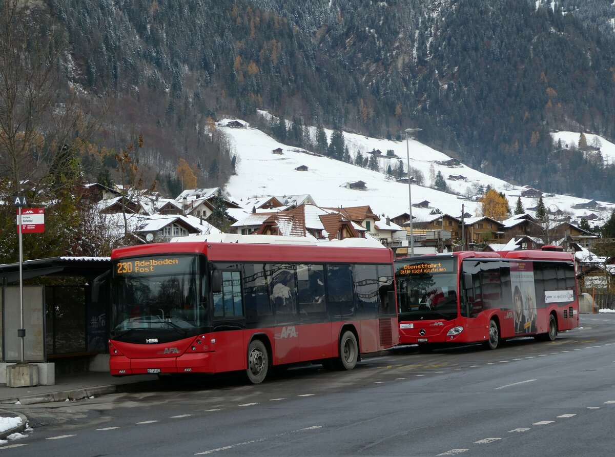 (257'259) - AFA Adelboden - Nr. 50/BE 715'002 - Scania/Hess am 27. November 2023 beim Bahnhof Frutigen