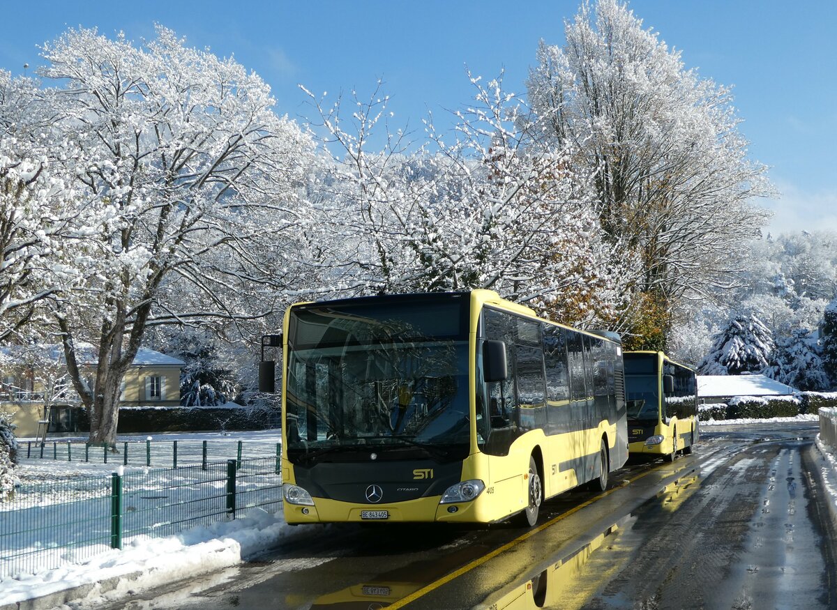 (257'383) - STI Thun - Nr. 405/BE 843'405 - Mercedes am 3. Dezember 2023 bei der Schifflndte Thun