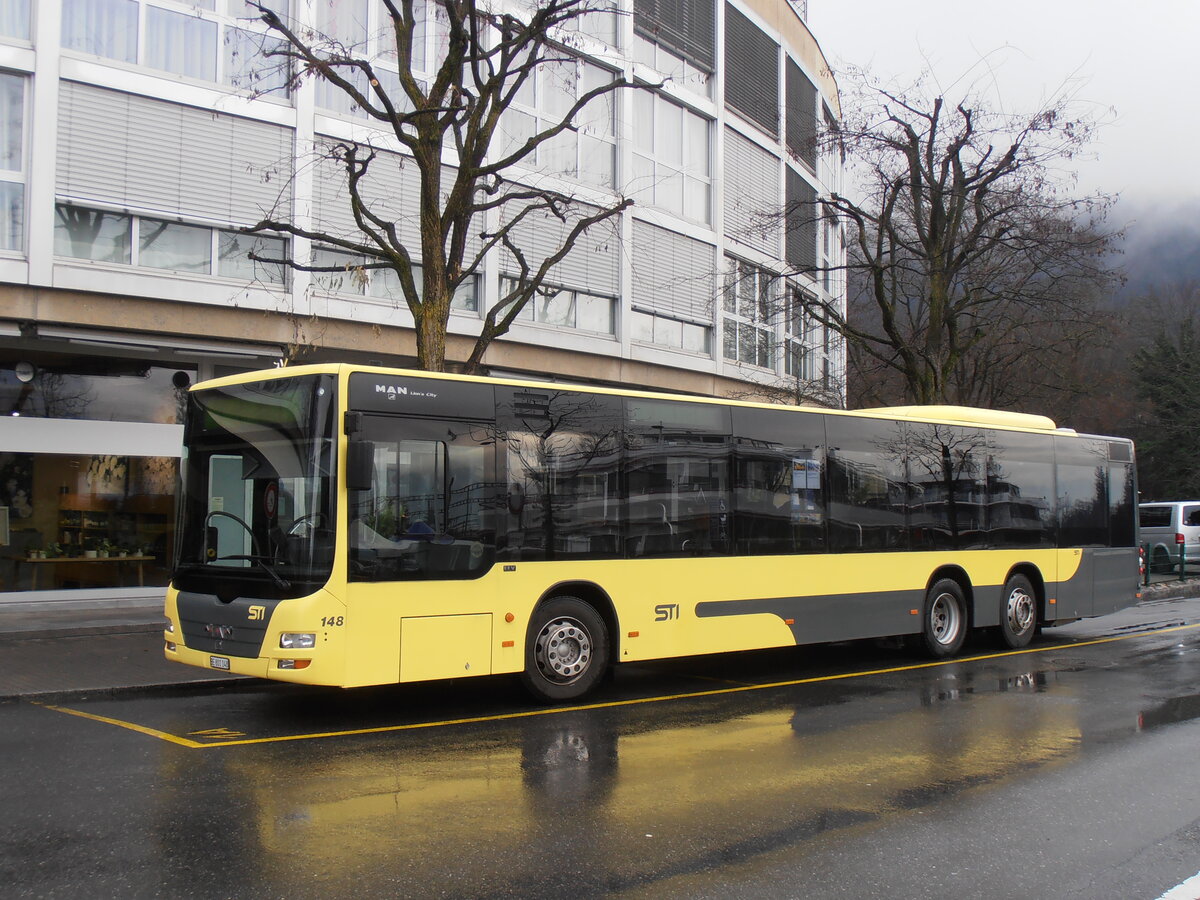 (257'737) - STI Thun - Nr. 148/BE 801'148 - MAN am 20. Dezember 2023 bei der Schifflndte Thun