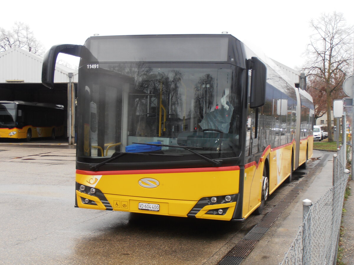 (257'780) - CarPostal Ouest - VD 604'400/PID 11'491 - Solaris am 21. Dezember 2023 in Yverdon, Garage