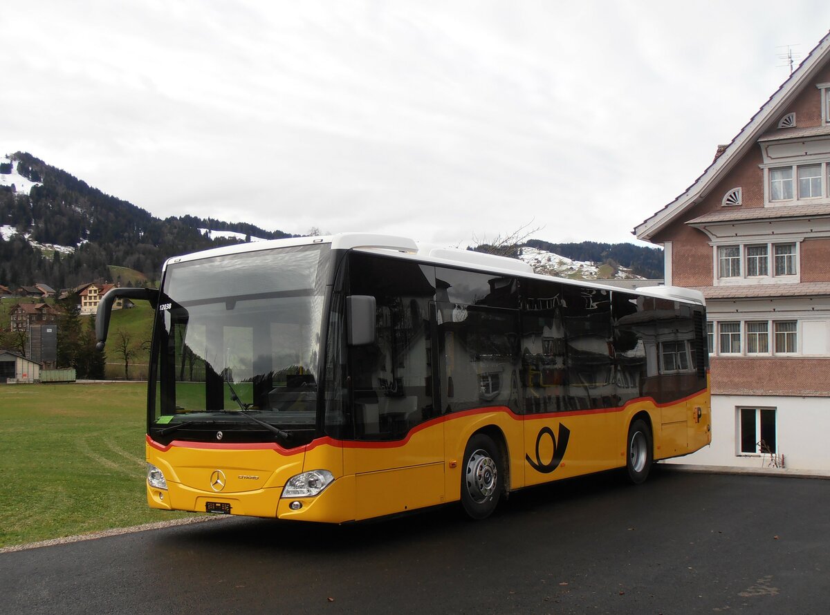 (257'851) - PostAuto Ostschweiz - PID 12'038 - Mercedes am 23. Dezember 2023 in Nesslau, Altherr