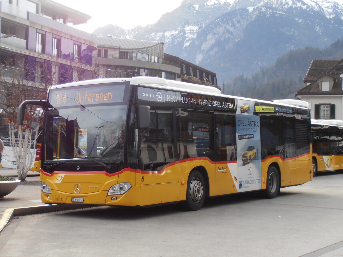 (257'976) - PostAuto Bern - BE 610'532/PID 11'859 - Mercedes (ex BE 610'544) am 29. Dezember 2023 beim Bahnhof Interlaken West