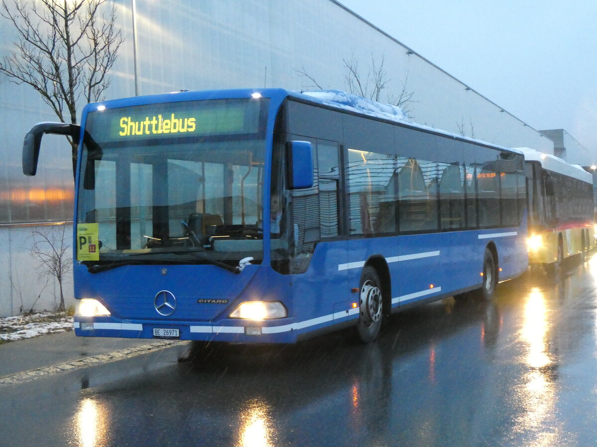 (258'141) - Tritten, Zweisimmen - BE 26'971 - Mercedes (ex BE 633'034; ex AFA Adelboden Nr. 94) am 6. Januar 2024 beim Bahnhof Frutigen 