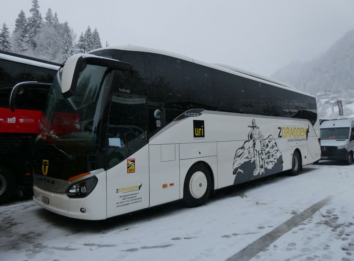 (258'341) - Zgraggen, Schattdorf - UR 9045 - Setra am 6. Januar 2024 in Adelboden, ASB