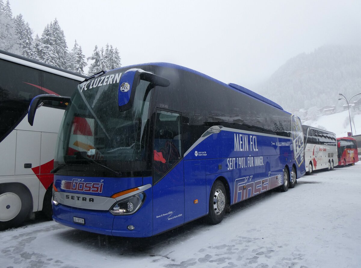 (258'366) - Gssi, Horw - LU 87'118 - Setra am 6. Januar 2024 in Adelboden, ASB