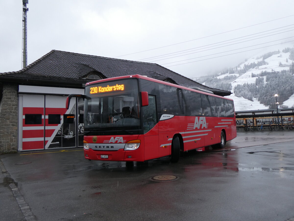 (258'444) - AFA Adelboden - Nr. 24/BE 26'701 - Setra am 6. Januar 2024 beim Bahnhof Frutigen