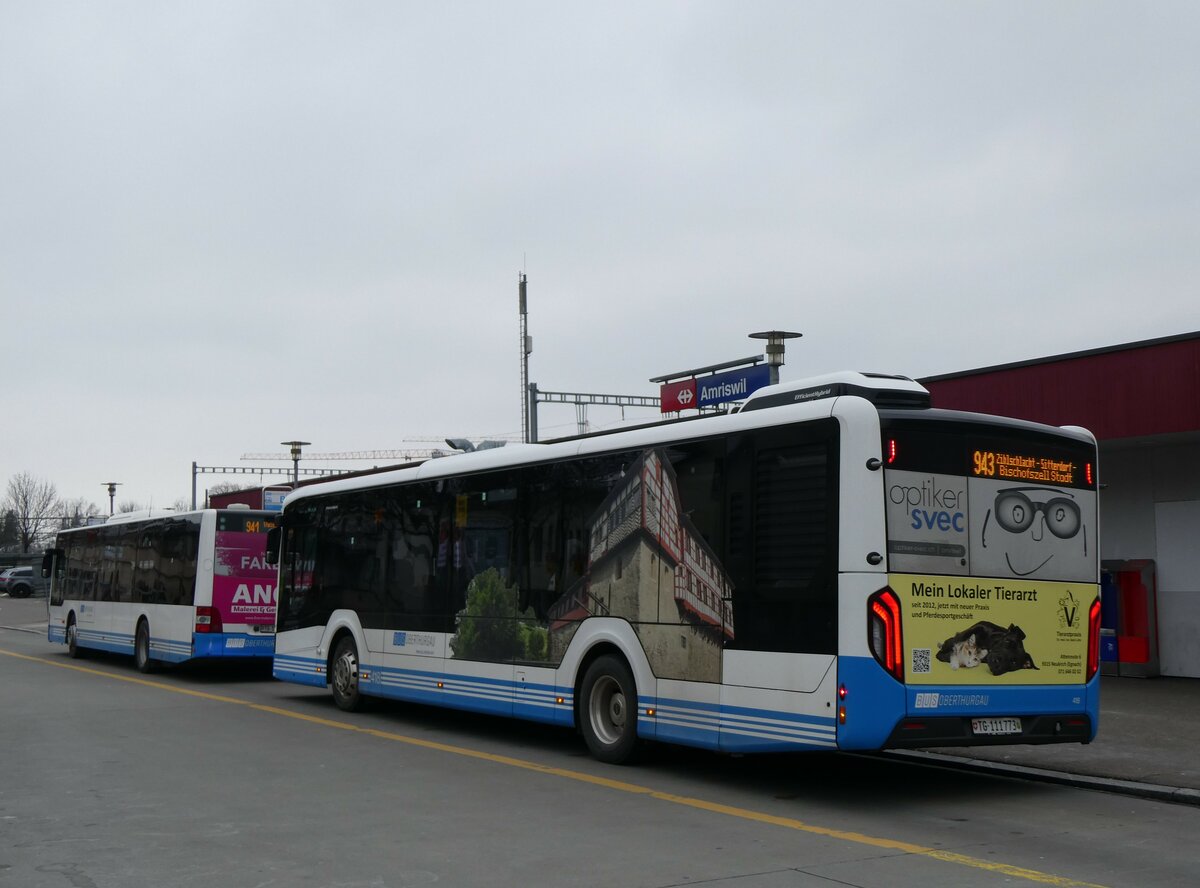 (258'521) - BOTG Amriswil - Nr. 418/TG 111'773 - MAN am 9. Januar 2024 beim Bahnhof Amriswil