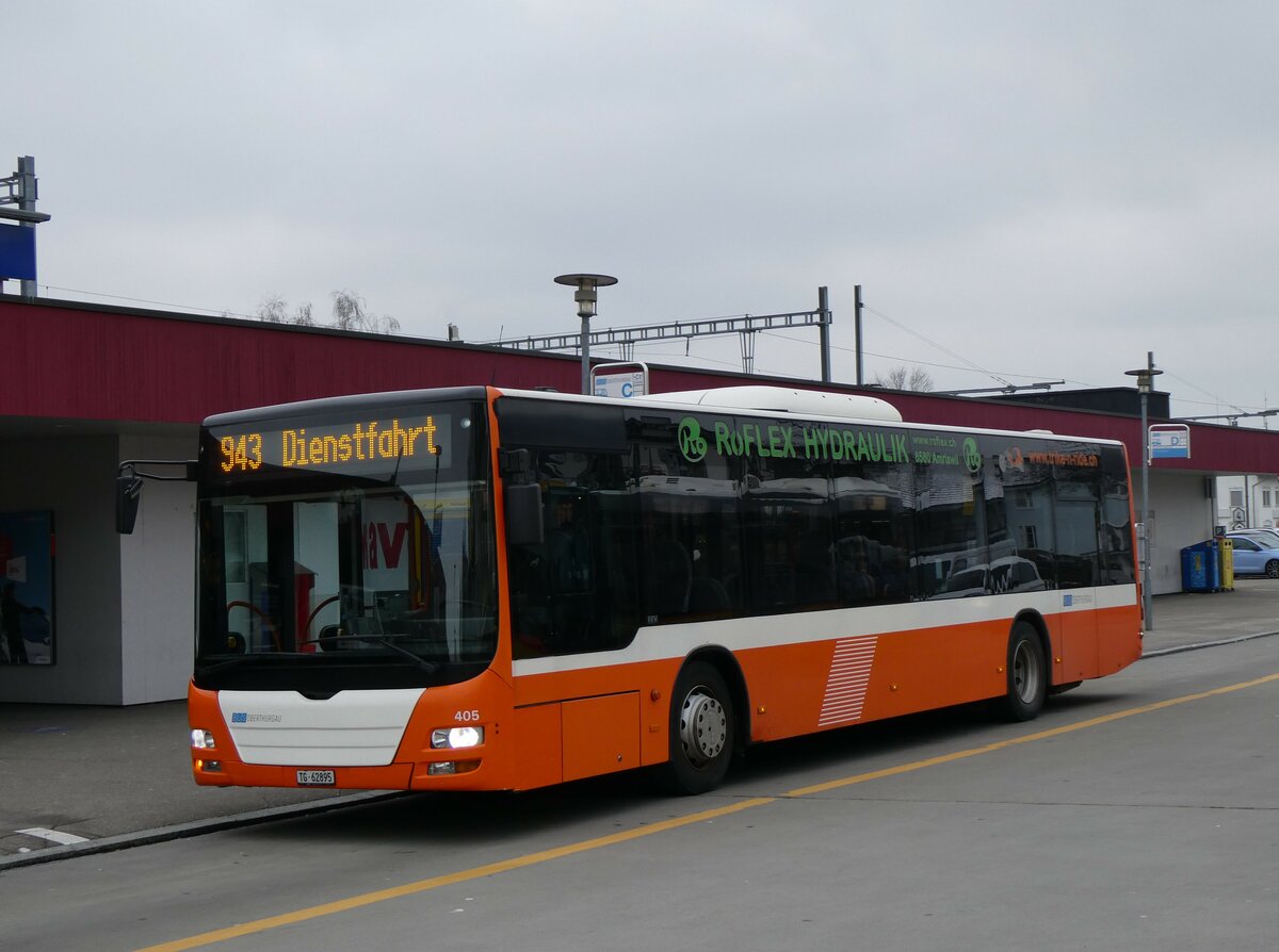 (258'522) - BOTG Amriswil - Nr. 405/TG 62'895 - MAN (ex Nr. 5) am 9. Januar 2024 beim Bahnhof Amriswil