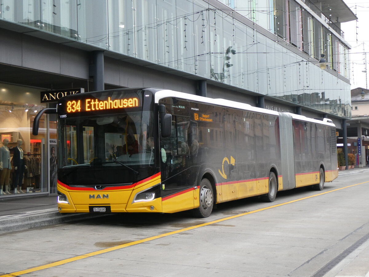 (258'551) - PostAuto Ostschweiz - TG 158'095/PID 11'995 - MAN am 9. Januar 2024 beim Bahnhof Frauenfeld