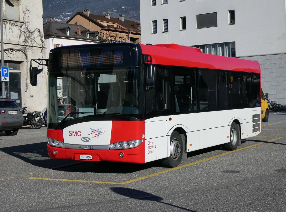 (258'625) - SMC Montana - Nr. 60/VS 3360 - Solaris am 11. Januar 2024 beim Bahnhof Sierre