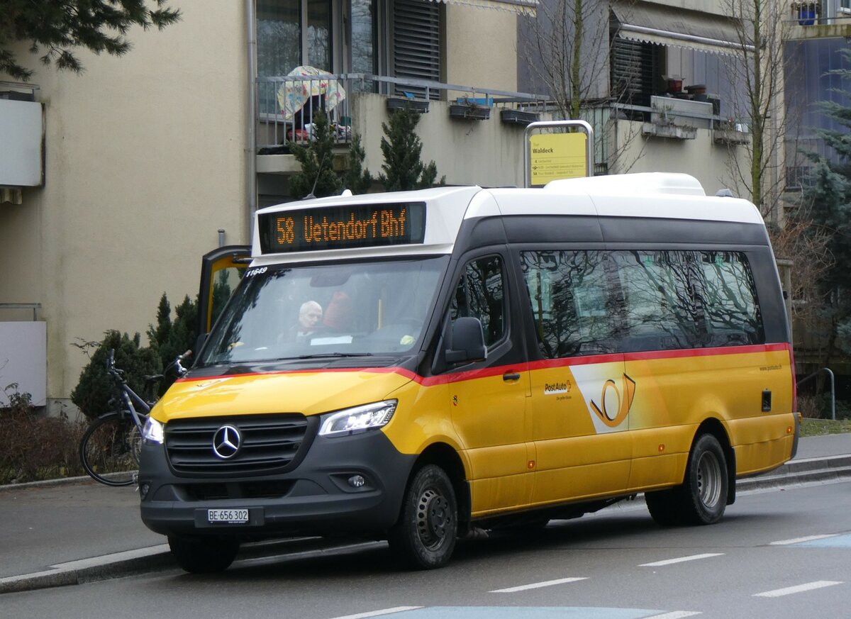 (258'750) - PostAuto Bern - BE 656'302/PID 11'649 - Mercedes (ex Ldi, Uetendorf) am 15. Januar 2024 in Thun-Lerchenfeld, Waldeck