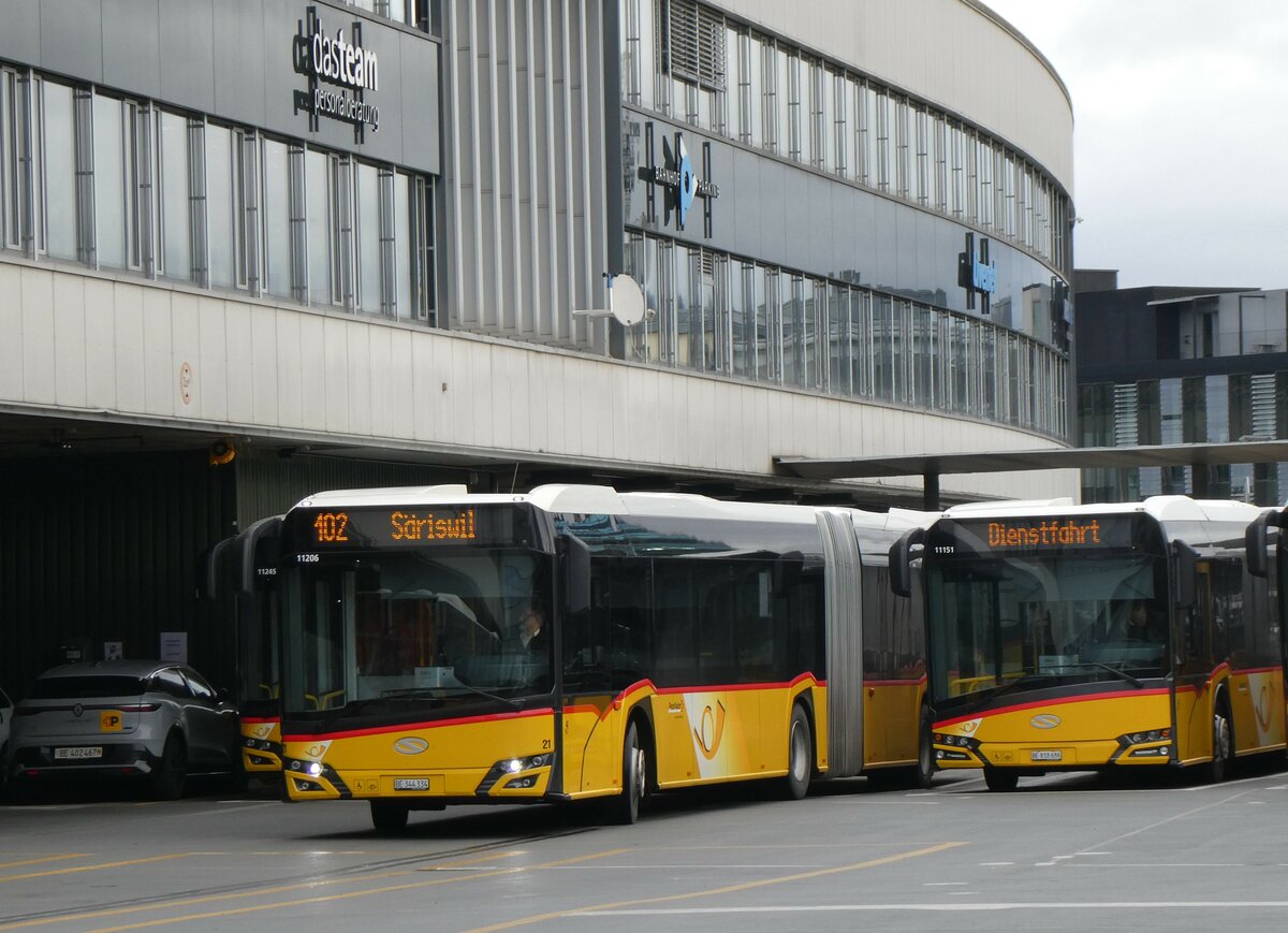 (258'873) - Steiner, Ortschwaben - Nr. 21/BE 344'334/PID 11'206 - Solaris am 25. Januar 2024 in Bern, Postautostation (Teilaufnahme)