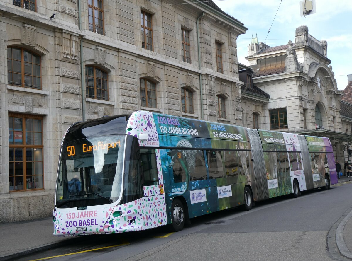 (259'009) - BVB Basel - Nr. 9102/BS 99'802 - eHess am 30. Januar 2024 beim Bahnhof Basel