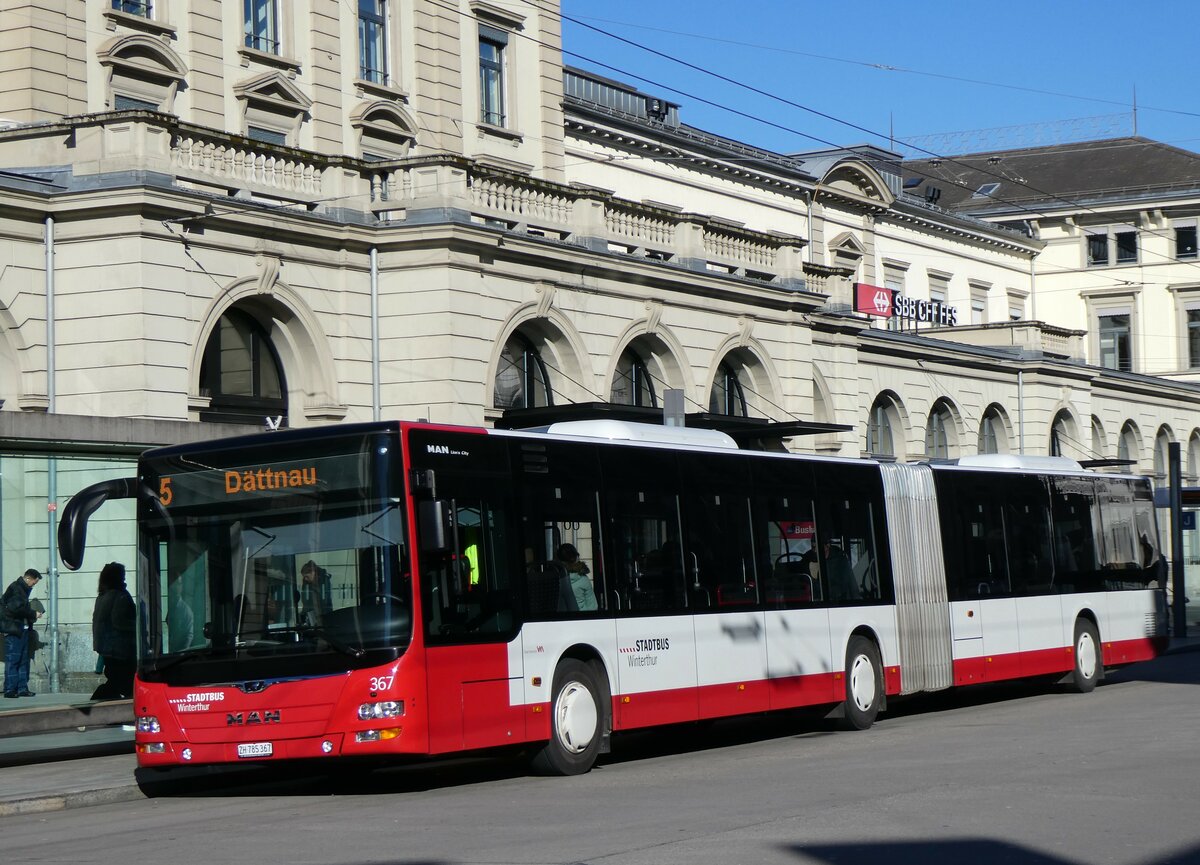 (259'102) - SW Winterthur - Nr. 367/ZH 785'367 - MAN am 3. Februar 2024 beim Hauptbahnhof Winterthur