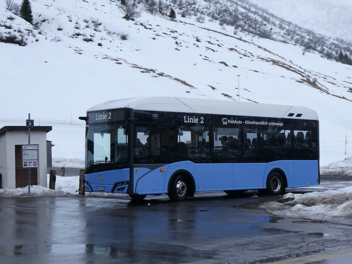 (259'245) - Mattli, Wassen - UR 9221/PID 11'795 - eSolaris (ex PostAuto Bern BE 90'275; ex PostAuto Bern BE 610'546) am 10. Februar 2024 in Andermatt, Gemsstockbahn