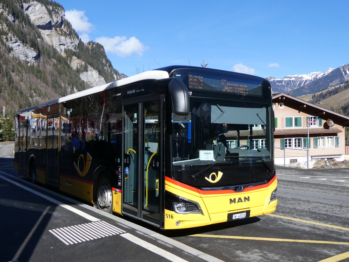 (259'288) - PostAuto Zentralschweiz - Nr. 516/OW 40'016/PID 11'747 - MAN (ex Nr. 16) am 13. Februar 2024 auf der Stckalp