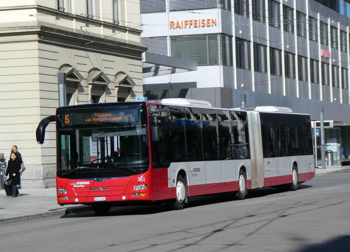 (259'573) - SW Winterthur - Nr. 361/ZH 473'361 - MAN am 24. Februar 2024 beim Hauptbahnhof Winterthur