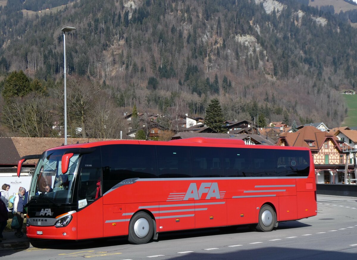 (259'787) - AFA Adelboden - Nr. 26/BE 26'708 - Setra am 29. Februar 2024 beim Bahnhof Frutigen