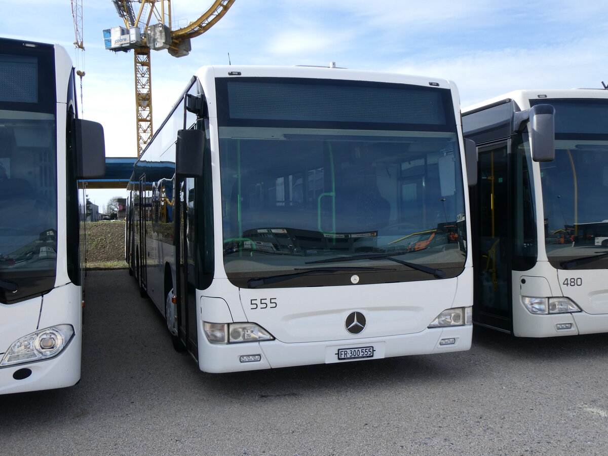 (259'866) - Intertours, Domdidier - Nr. 555/FR 300'555 - Mercedes (ex Nr. 412; ex TPL Lugano Nr. 412) am 2. Mrz 2024 in Domdidier, Garage