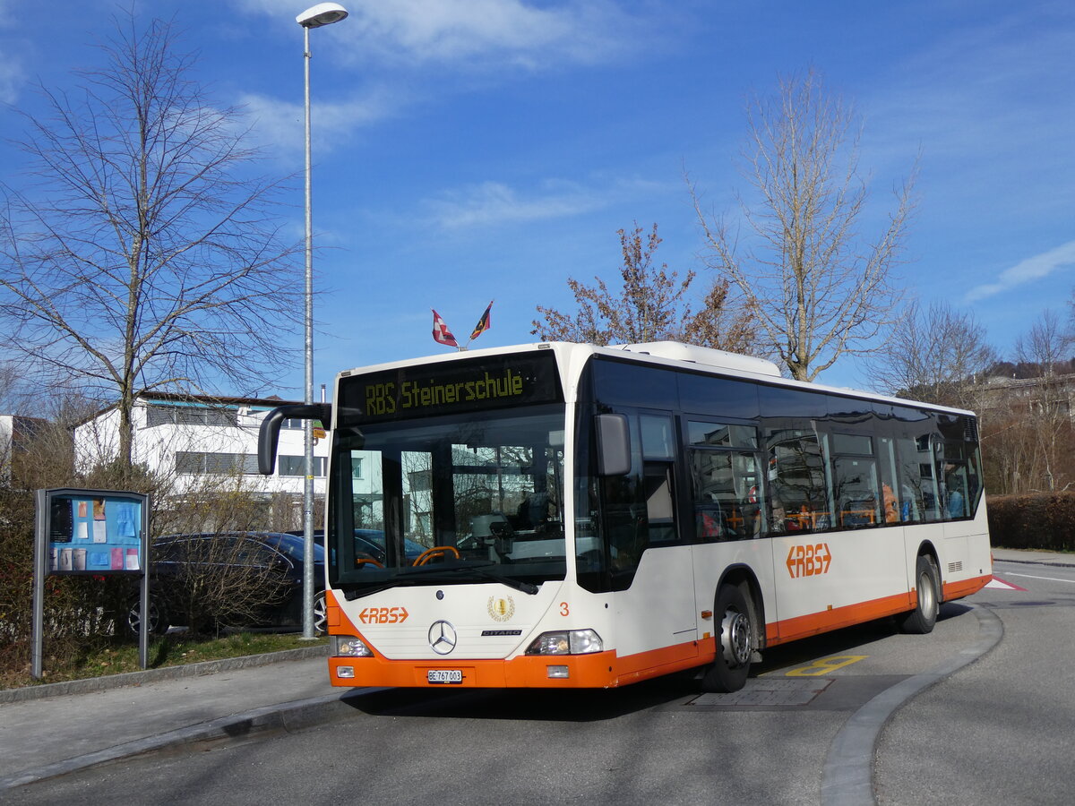 (260'046) - RBS Worblaufen - Nr. 3/BE 767'003 - Mercedes am 3. Mrz 2024 in Ittigen, Mannenberg