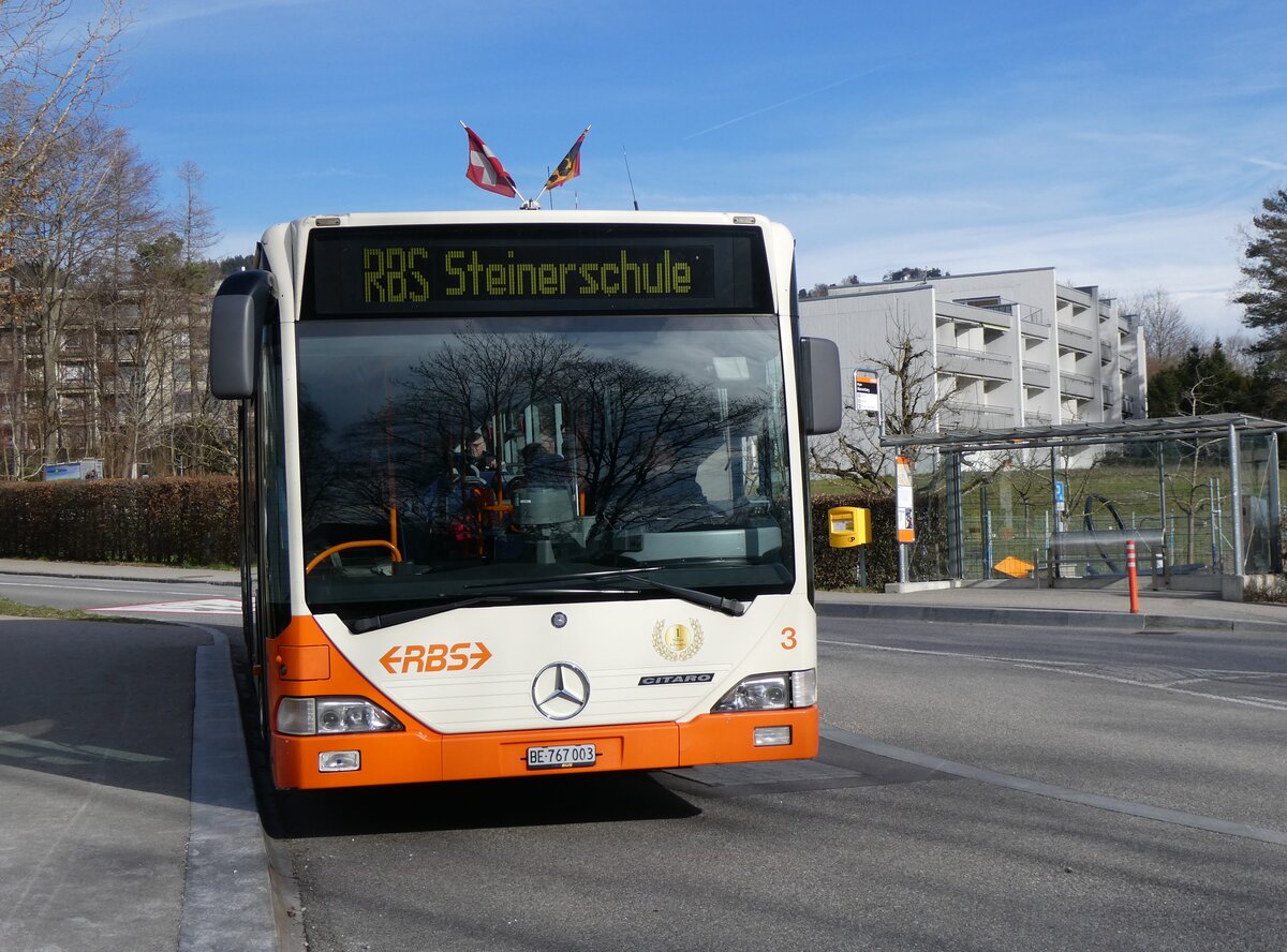 (260'047) - RBS Worblaufen - Nr. 3/BE 767'003 - Mercedes am 3. Mrz 2024 in Ittigen, Mannenberg