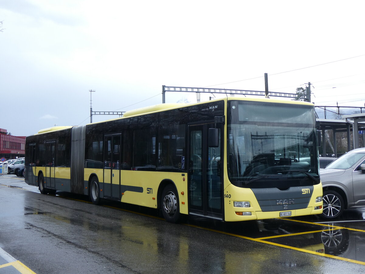 (260'580) - STI Thun - Nr. 140/BE 801'140 - MAN am 21. Mrz 2024 in Thun, CarTerminal