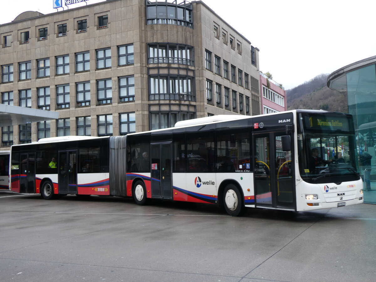 (260'723) - RVBW Wettingen - Nr. 154/AG 226'221 - MAN am 28. Mrz 2024 beim Bahnhof Baden