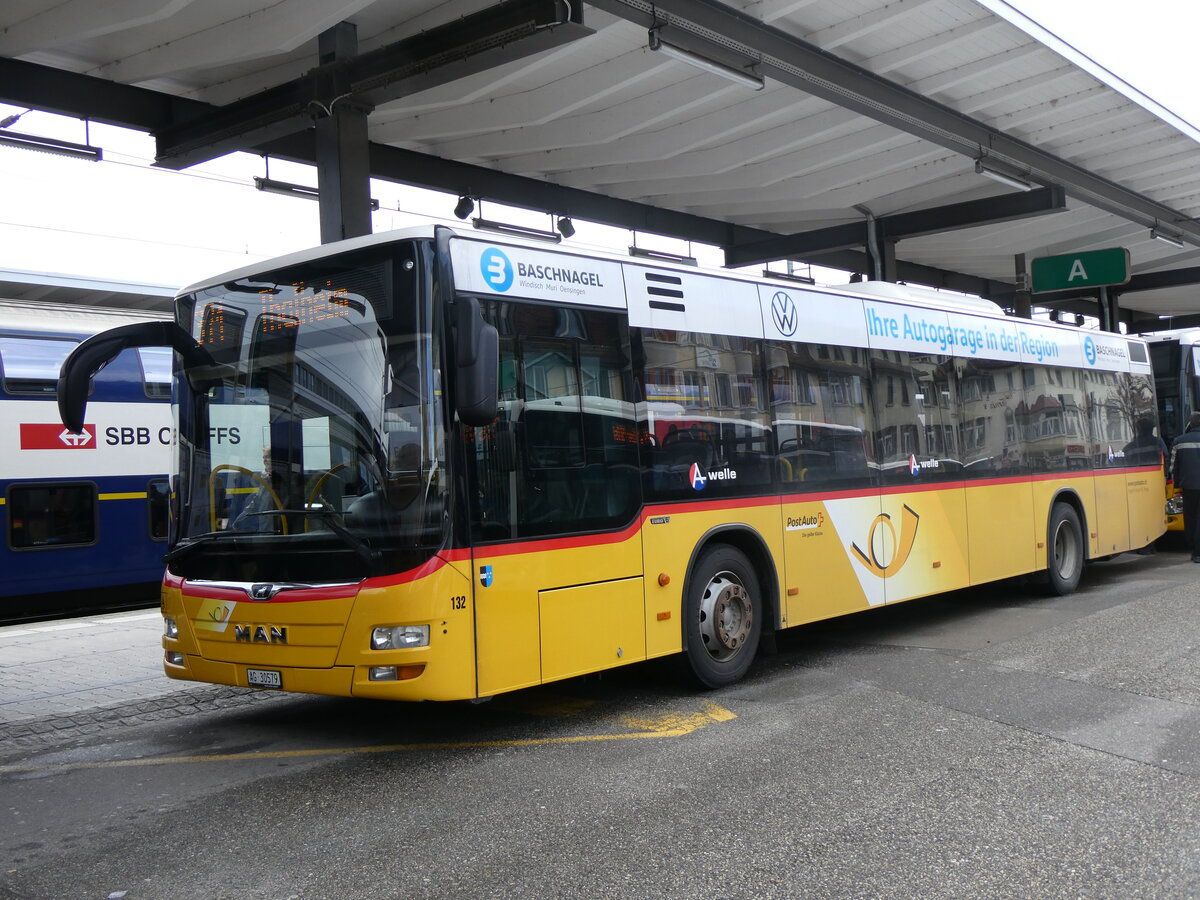 (260'761) - Voegtlin-Meyer, Brugg - Nr. 132/AG 30'579/PID 10'334 - MAN am 28. Mrz 2024 beim Bahnhof Brugg