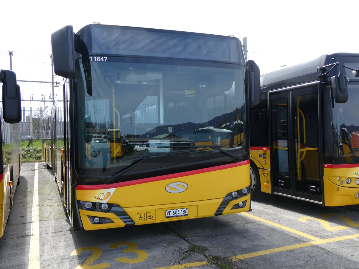 (260'813) - CarPostal Ouest - VD 604'486/PID 11'647 - Solaris am 29. Mrz 2024 in Yverdon, Garage