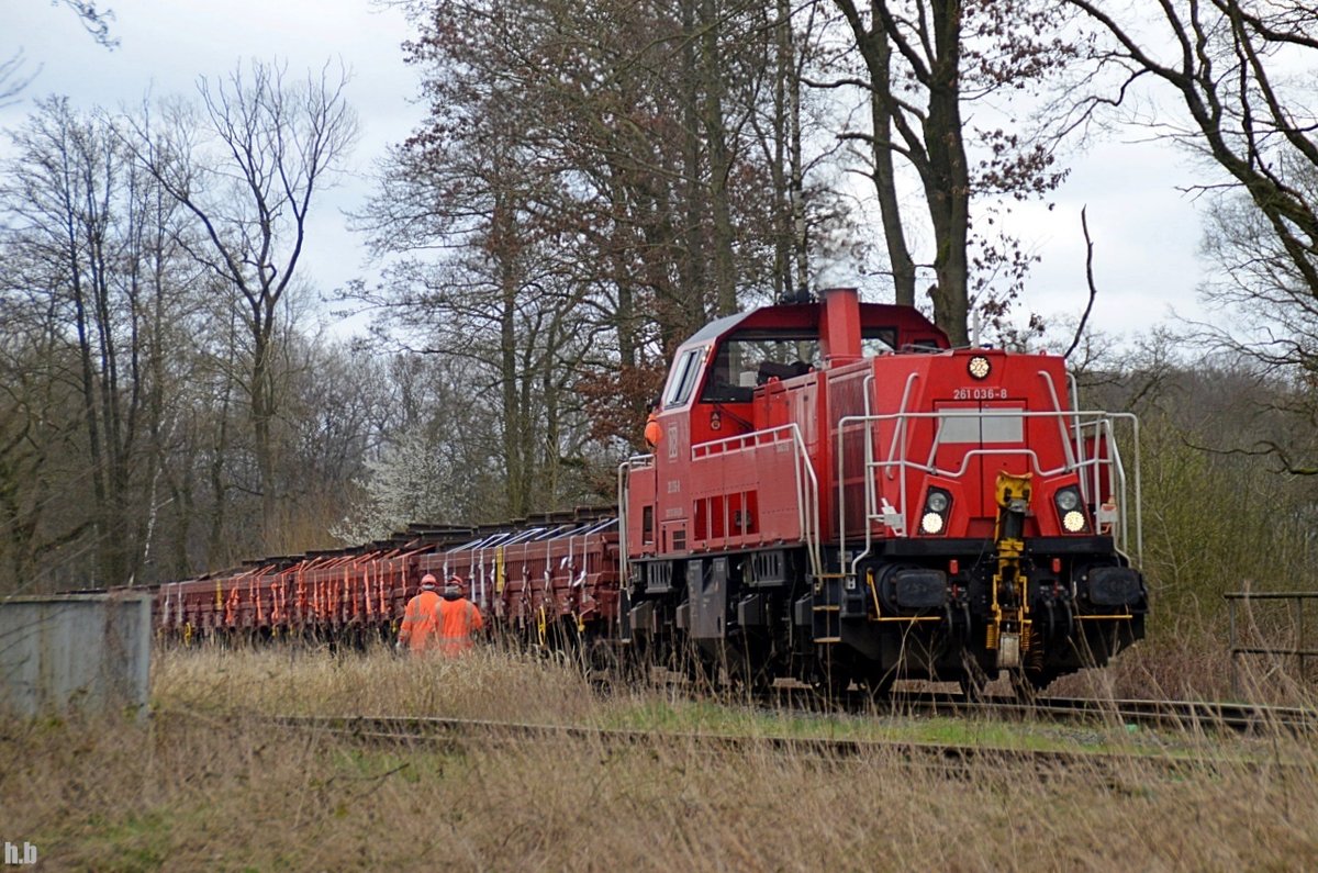 261 036-8 stand mit einen zug bestehend nur aus rungenwagen,im bahnhof glinde,19.03.20