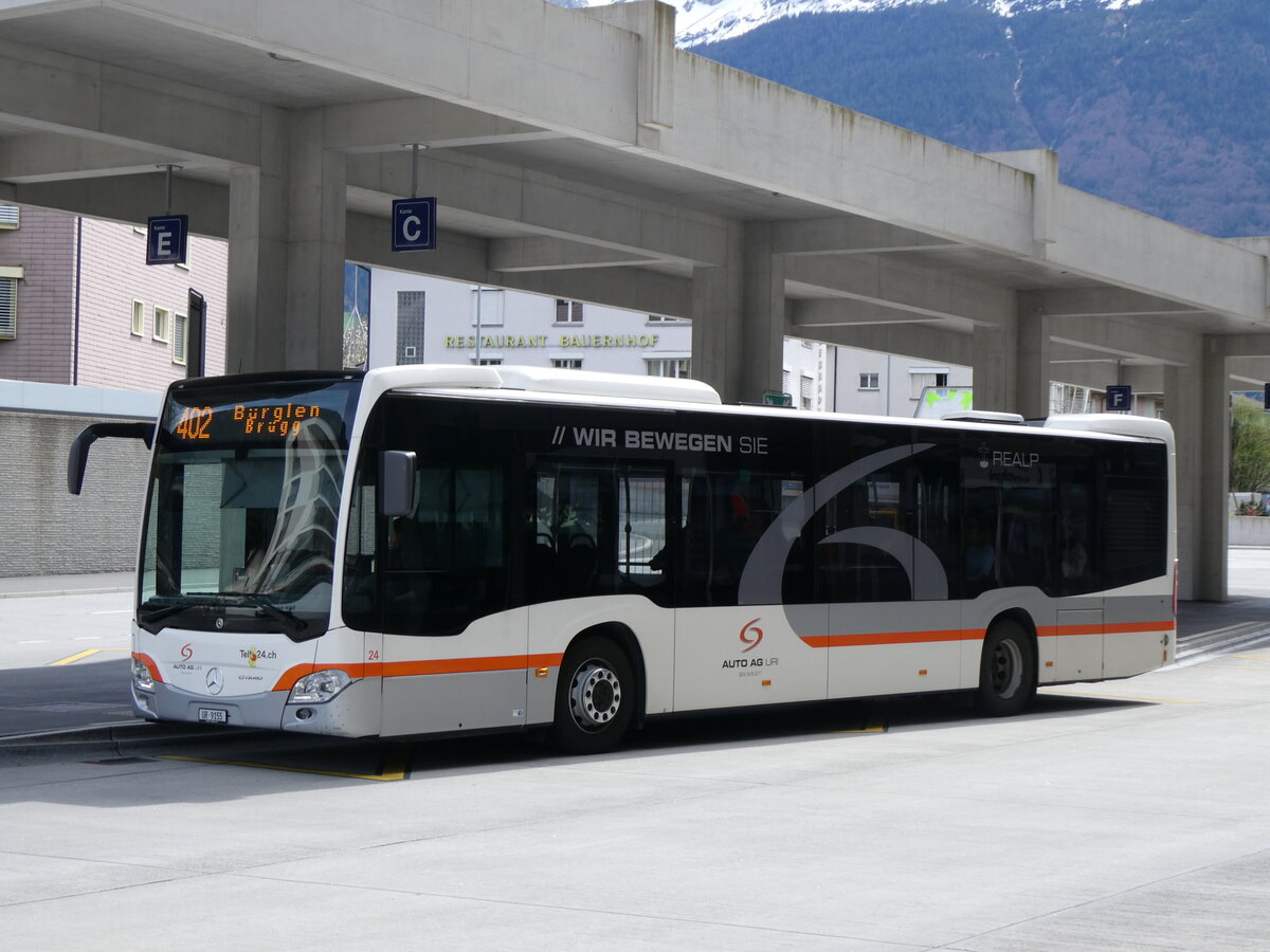 (261'034) - AAGU Altdorf - Nr. 24/UR 9155 - Mercedes am 6. April 2024 beim Bahnhof Altdorf