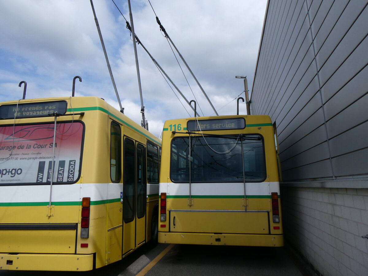 (261'658) - transN, La Chaux-de-Fonds - Nr. 116 - NAW/Hess Gelenktrolleybus (ex TN Neuchtel Nr. 116) am 23. April 2024 in Marin, Dpt