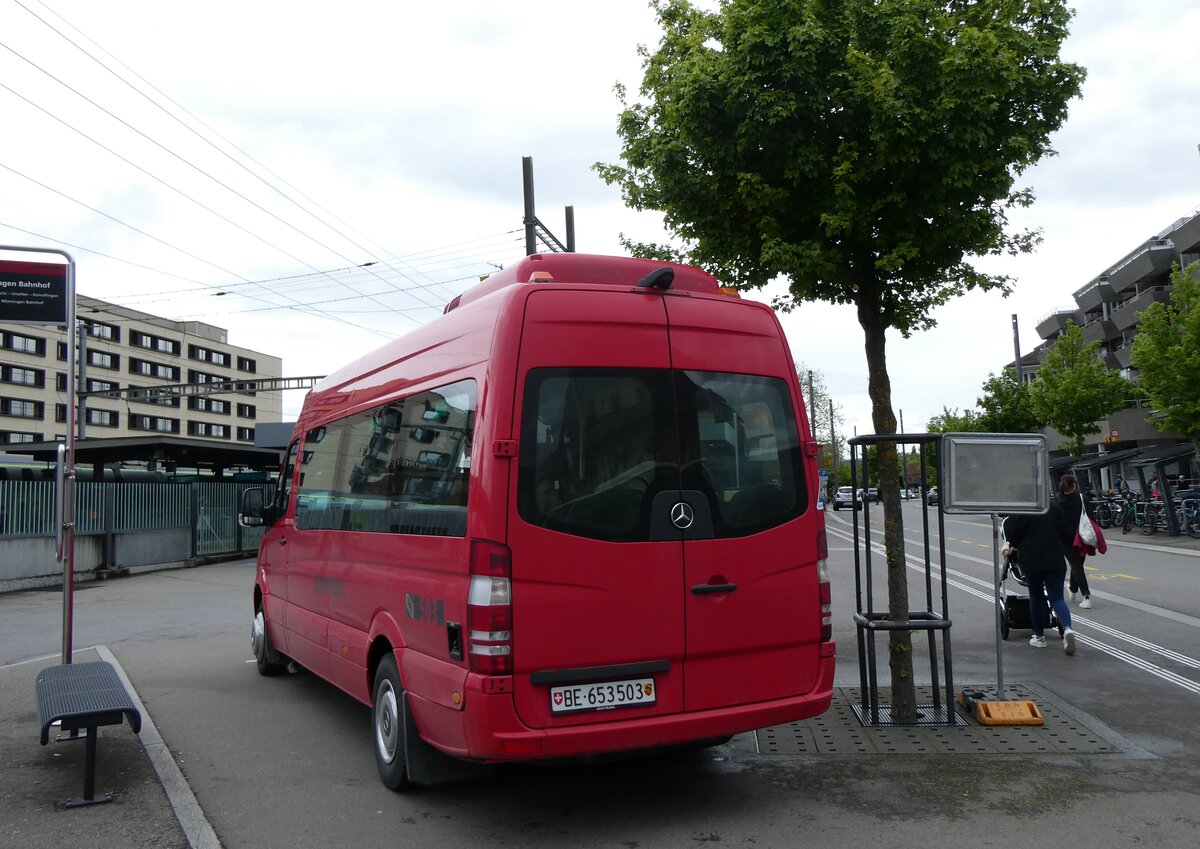 (262'208) - Bernmobil, Bern - Nr. 503/BE 653'503 - Mercedes (ex Busland, Burgdorf Nr. 402) am 6. Mai 2024 beim Bahnhof Mnsingen