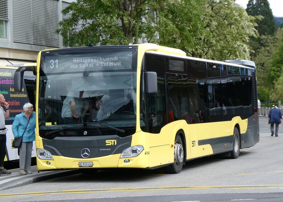 (262'371) - STI Thun - Nr. 414/BE 810'414 - Mercedes am 14. Mai 2024 beim Bahnhof Thun