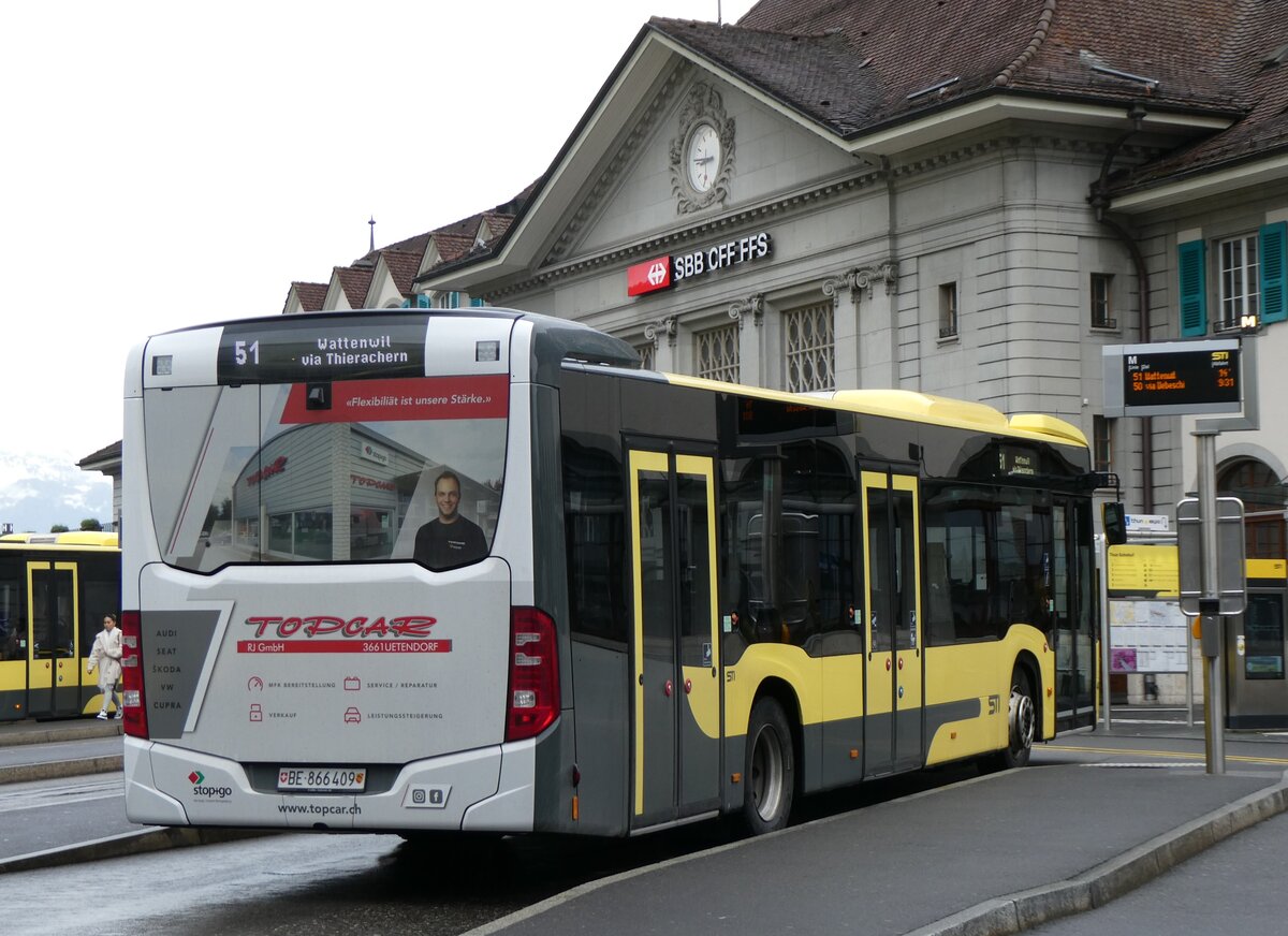 (262'758) - STI Thun - Nr. 409/BE 866'409 - Mercedes am 22. Mai 2024 beim Bahnhof Thun