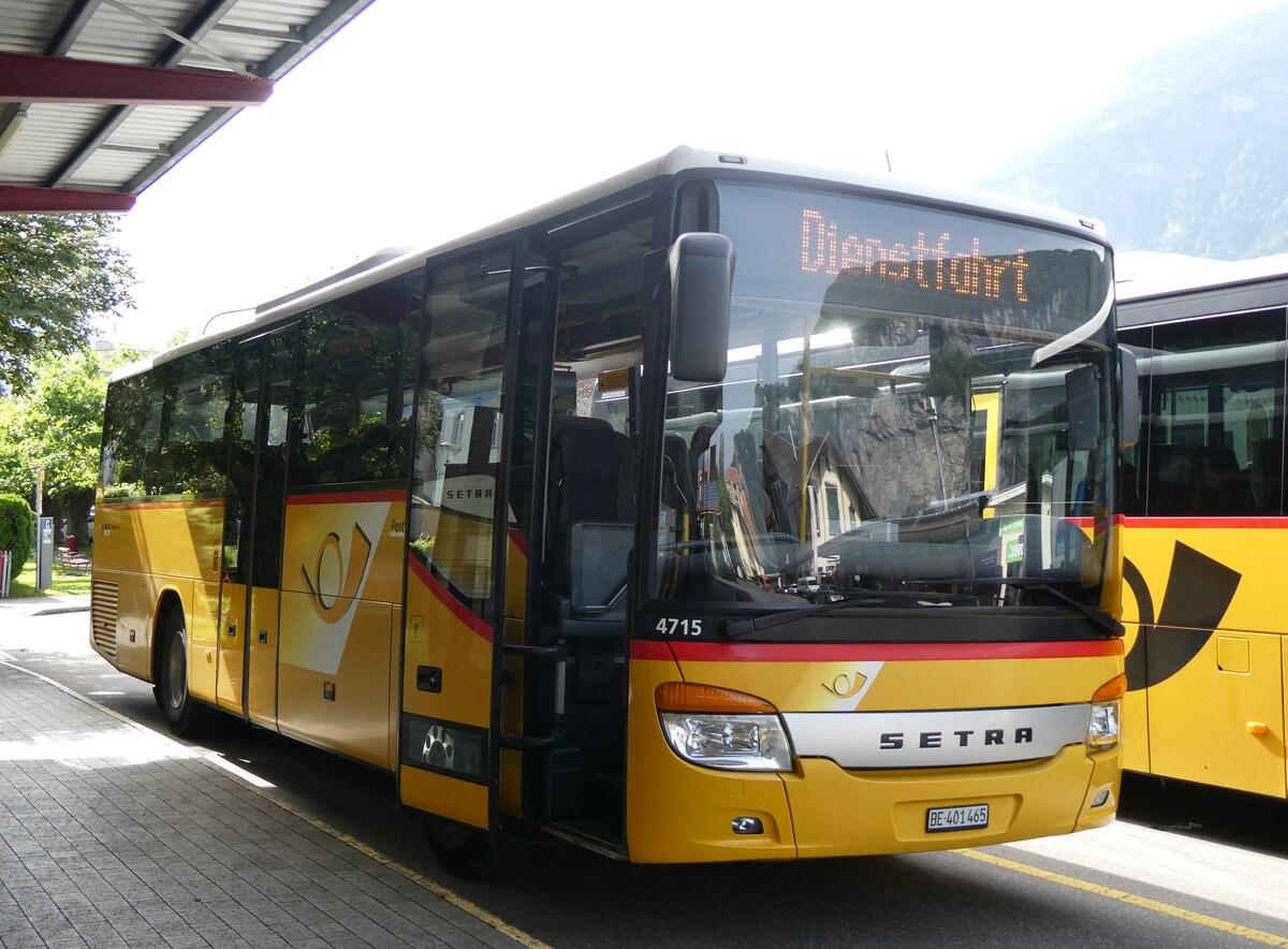 (264'082) - PostAuto Bern - BE 401'465/PID 4715 - Setra (ex AVG Meiringen Nr. 65) am 29. Juni 2024 in Meiringen, Postautostation